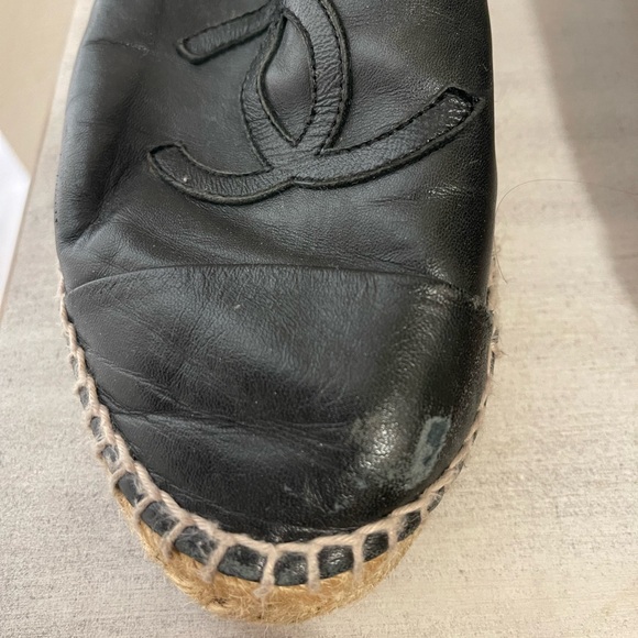 Chanel CC Black Lambskin Leather Espadrilles - Picture 3 of 16